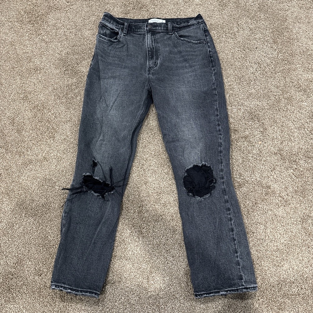Abercrombie & Fitch Ankle Straight Ultra High Rise Curve Love 8 29 S Short Black - Picture 1 of 7